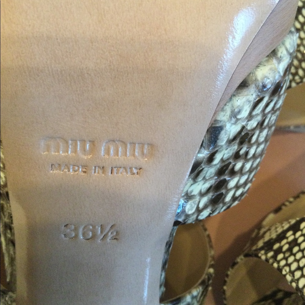Miu Miu Python Snake Platform Peep Toe Heels - image 7